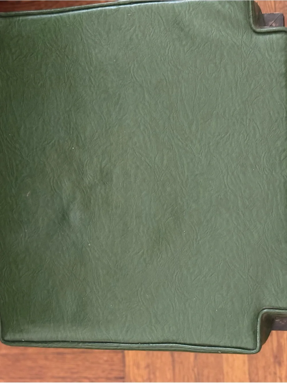 Vintage MCM Green Upholstered Wood Footstool Ottoman